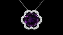 Hexagonal Amethyst Floral Halo Titanium Pendant