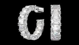 Millenia Hoop Earrings Octagon Cut - White, Rhodium