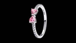 Sparkling Pink Bow Ring - Sterling Silver