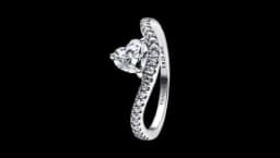 Wavy Pavé Heart Ring - Sterling Silver