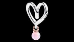 Wrapped Heart Charm - Sterling Silver, Rose Gold