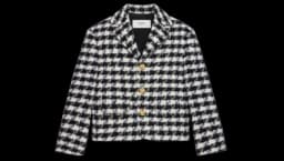 Garance Jacket In Houndstooth Wool - White/Ivory/Black