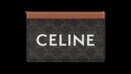 Card Holder In Triomphe with Celine Print - Tan