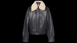 Shearling-Trimmed Leather Blouson - Navy Dark