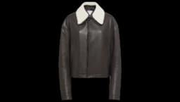 Shearling-Trimmed Leather Jacket - Brown
