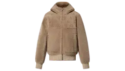 Reversible Hooded Shearling Blouson - Grey Brown
