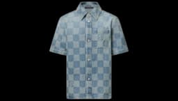 Damier 3D Light Denim Short-Sleeved Shirt - Indigo