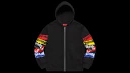 Multi Logo Zip-Up Hoodie - Black