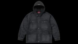 Worn Hooded Chore Coat - Black