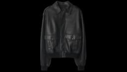 Calf Leather Bomber Jacket - Black