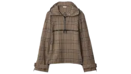 Check Silk Blend Hooded Jacket - Brush