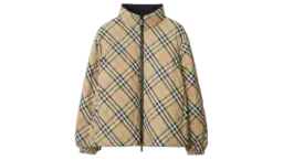 Reversible Check Nylon Puffer Jacket - Sand