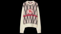 Argyle Check Wool Blend Sweater - Chalk