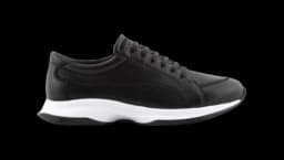 Grained Texture Leather Sneakers - Black