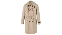 Floral Jacquard Cotton Trench Coat - Beige