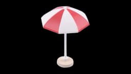 Beach Umbrella Small Plastic Decoration - Red/White