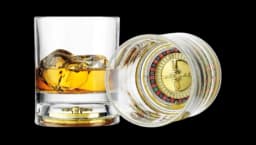 Whiskey Glass With Mini Roulette Wheel Base