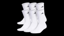 Athletic Cushioned Crew 6 Pairs - White/Black