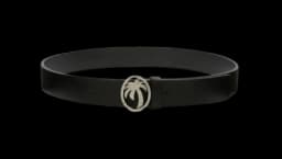 Leather Oval Palm Belt - Black/Silver