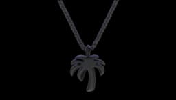 Black Palm Charm Necklace - Black