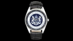 SIS Logo Dial Watch With Leather Strap - Black/White/Steel
