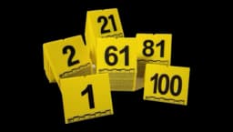 Evidence Tents with Scale, Numbered 1-100 - Yellow