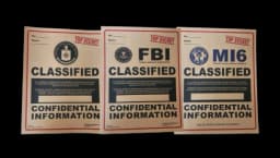 Set of 3 FBI, CIA, MI6 Top Secret Classified Folders