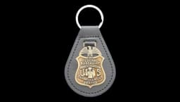 FBI Special Agent Leather Key Ring - Grey