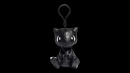 Mew Mascot Leather Keychain - Black 