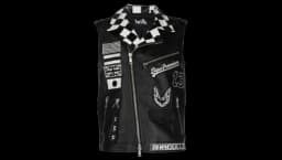 Graphic-Print Biker Vest - Black/White