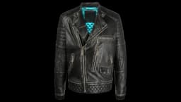 Logo-Plaque Leather Biker Jacket - Black