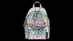 Bombing Graffiti Metallic Leather Backpack - Multicolor