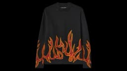 Garment Dye Graffiti Flames Sweatshirt - Black/Red