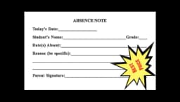 Absence Note Pad To School