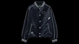 Embroidered Patch Varsity Jacket - Navy