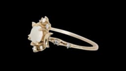 Wandering Star Opal Ring with Diamonds - 14k Yellow Gold