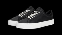 Leather Debossed Logo Cupsole Trainers - Black