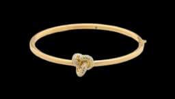 Double Knot Pave Hinged Bangle - Clear/Gold