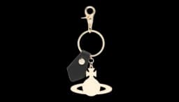 Orb-Embellished Leather Keyring - Black