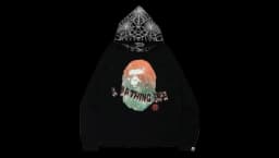 Halloween Ape Head Glow in the Dark Pullover Hoodie - Black