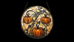 Stained Glass Window Hanging Pumpkins Halloween