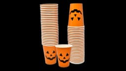 Halloween Pumpkin Paper Cups 50 Pack