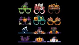 Halloween Paper Glasses and Hats Set - 13 PCs
