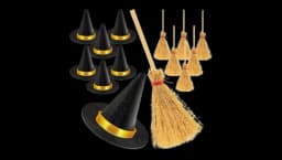 Mini Broom & Witch Hat Set