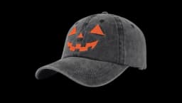 Halloween Pumpkin Face Baseball Hat - Gray