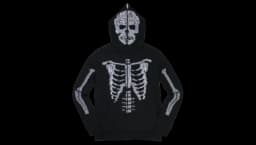 Skeleton Full Zip Hoodie - Black