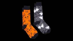 Halloween Print Socks 2 Pair Set - Orange/Black/Gray/White
