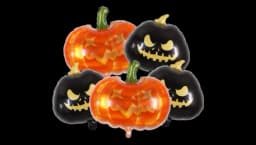 Scary Foil Halloween Pumpkin Balloons - Black/Orange
