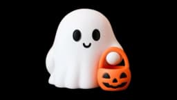 Halloween Ghost Figurine - White/Orange/Black