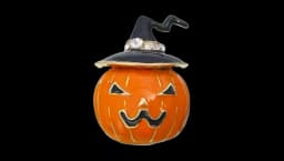 Halloween Witch Pumpking Brooch - Orange/Black
